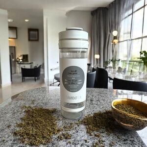 Davids Tea Iced Tea Press Make Iced Tea On The Go 16oz Cup Gray Tumbler New